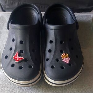 Ladies Black Clogs with Charms